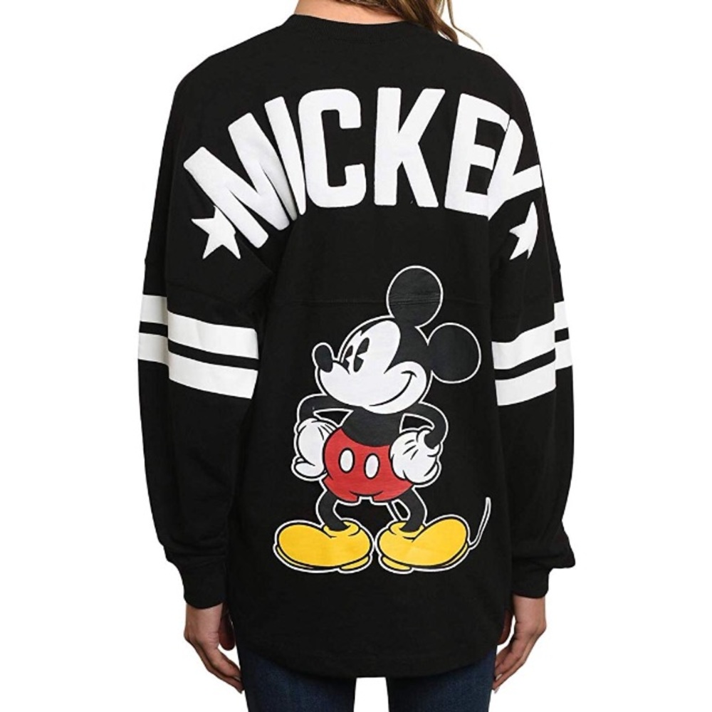Disney Black Mickey Mouse Graphic Long Sleeve Tee with Red & Yellow Accents